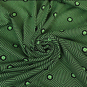 Tissu maille - imprimé géométrique - noir et vert