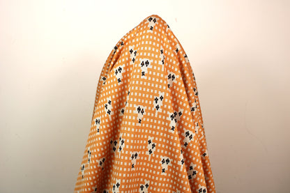 Tissu maille - imprimé géométrique - moutarde et beige - photo 3/4 | So Tissus