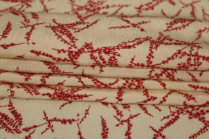 Tissu crêpon viscose - imprimé abstrait - blanc cassé et rouge - photo 2/4 | So Tissus
