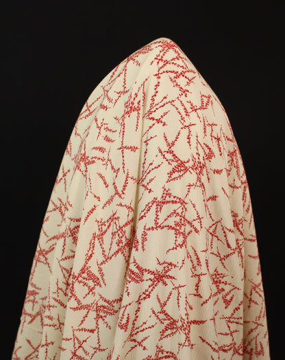 Tissu crêpon viscose - imprimé abstrait - blanc cassé et rouge - photo 3/4 | So Tissus
