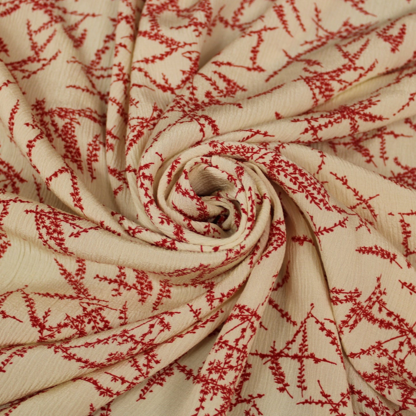 Tissu crêpon viscose - imprimé abstrait - blanc cassé et rouge - photo 1/4 | So Tissus