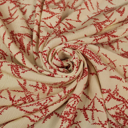 Tissu crêpon viscose - imprimé abstrait - blanc cassé et rouge - photo 1/4 | So Tissus