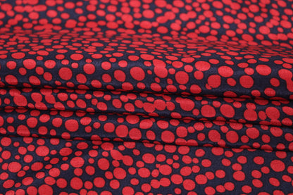 Tissu crêpe viscose - imprimé à pois - rouge et bleu marine - photo 2/4 | So Tissus