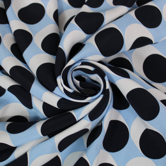 Tissu viscose - imprimé géométrique - ton bleu - photo 1/4 | So Tissus