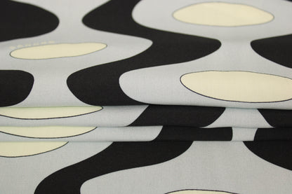 Tissu viscose - imprimé géométrique - ton gris bleu - photo 2/4 | So Tissus