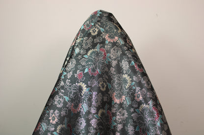 Tissu brocart motif fleuri - gris et argenté - photo 4/4 | So Tissus