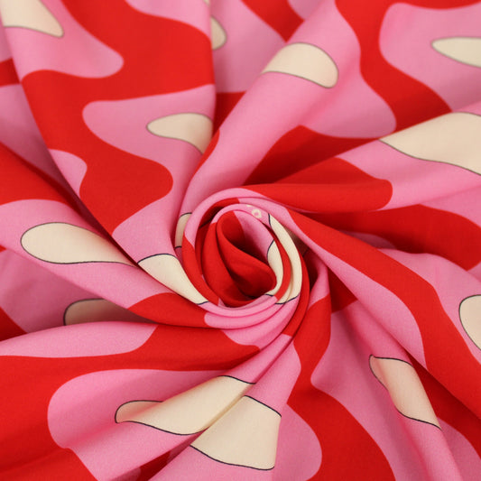 Tissu viscose - imprimé géométrique - rose et rouge - photo 1/4 | So Tissus