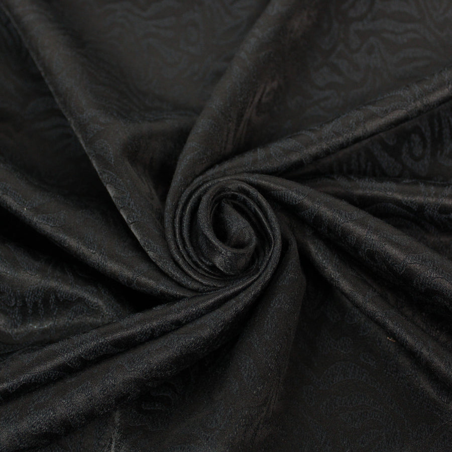 Tissu coton et soie - motif zébré - noir