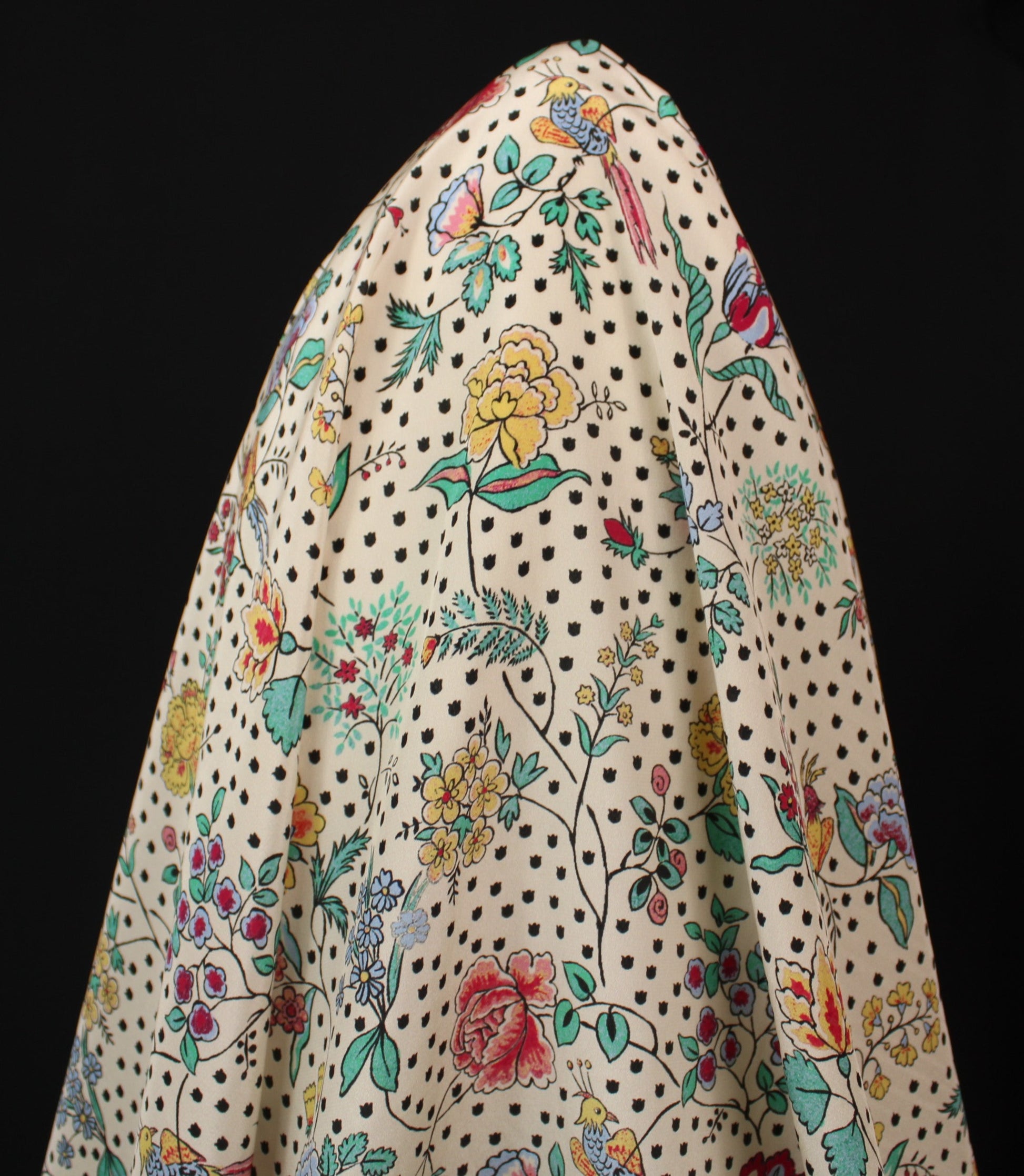 Tissu crêpe de chine 100% soie - imprimé fleurs vintages - photo 3/4 | So Tissus