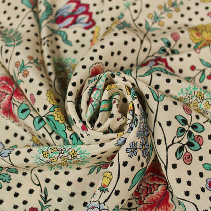 Tissu crêpe de chine 100% soie - imprimé fleurs vintages - photo 1/4 | So Tissus