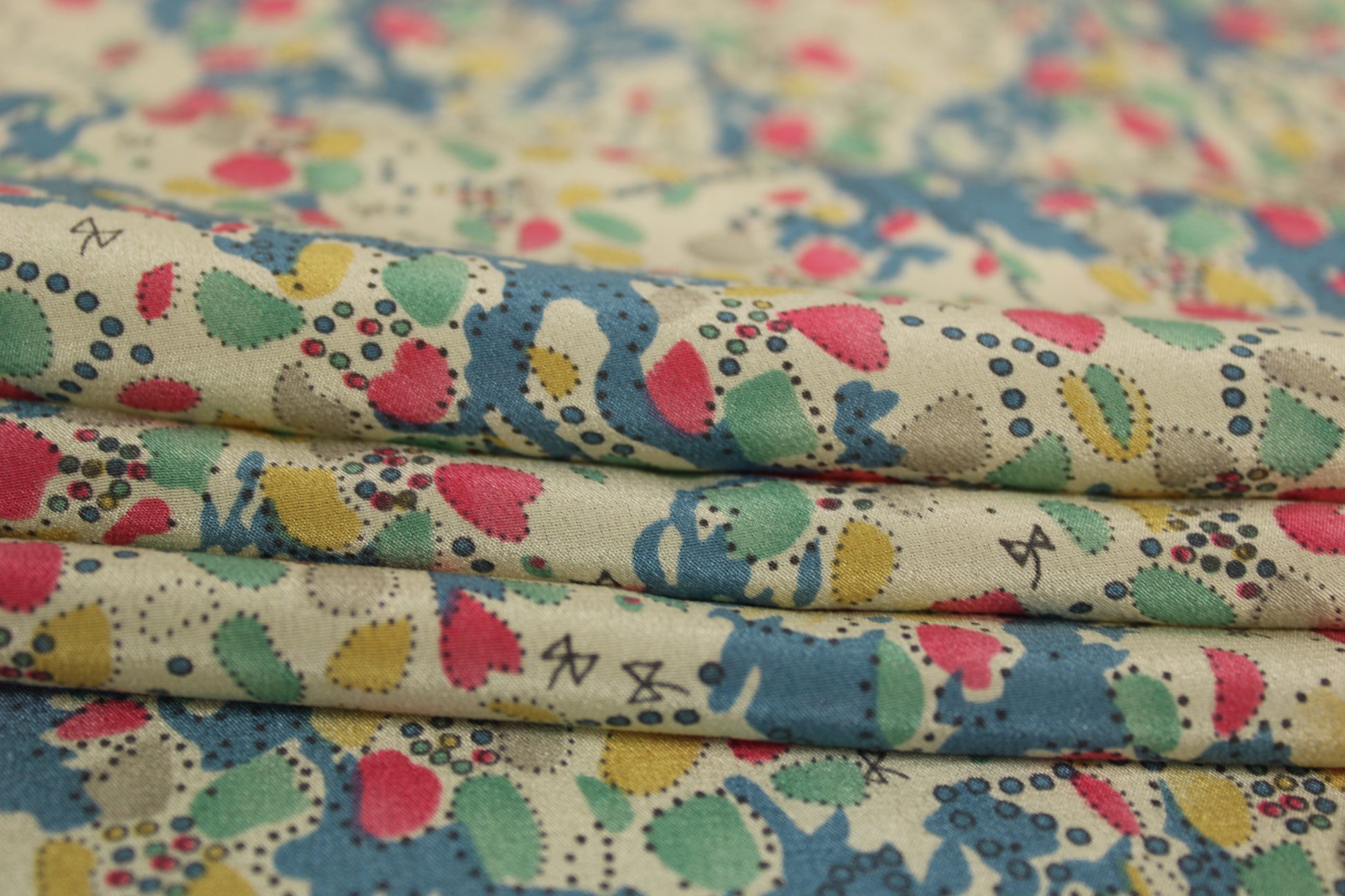 Tissu crêpe de chine 100% soie - imprimé abstrait - multicolore - photo 2/4 | So Tissus