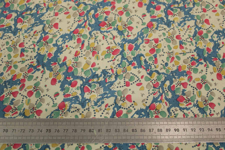 Tissu crêpe de chine 100% soie - imprimé abstrait - multicolore