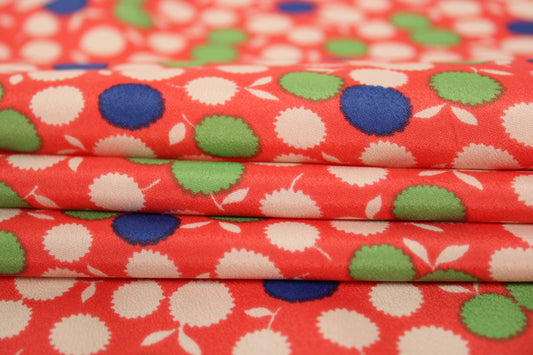 Tissu crêpe - imprimé fruit abstrait - corail - photo 2/4 | So Tissus