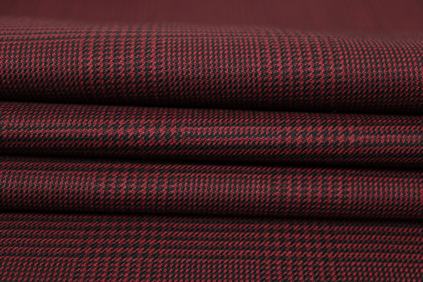 Tissu laine froide stretch  - prince de galles -  noir et bordeaux - photo 2/4 | So Tissus