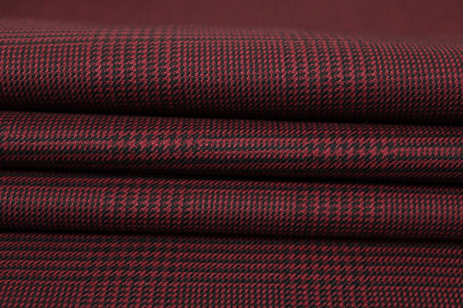Tissu laine froide stretch  - prince de galles -  noir et bordeaux - photo 2/4 | So Tissus