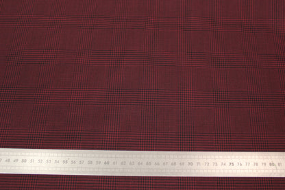Tissu laine froide stretch  - prince de galles -  noir et bordeaux - photo 4/4 | So Tissus
