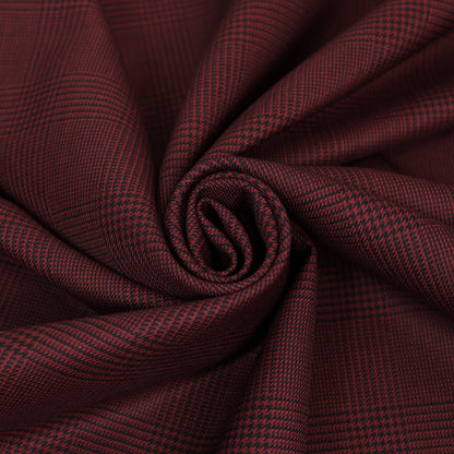 Tissu laine froide stretch  - prince de galles -  noir et bordeaux - photo 1/4 | So Tissus