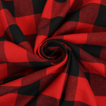 Tissu flanelle coton - à carreaux - noir et rouge