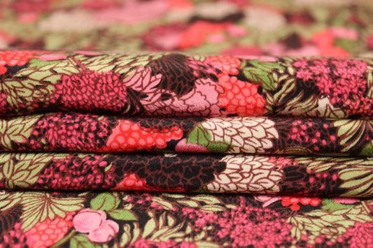 Tissu crêpe de chine 100% soie - imprimé bosquet fleuri - ton rose - photo 2/4 | So Tissus
