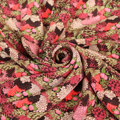 Tissu crêpe de chine 100% soie - imprimé bosquet fleuri - ton rose - photo 1/4 | So Tissus