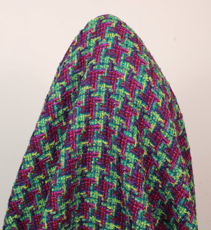 Tissu tweed de laine - ton bleu nuit rose et vert - photo 3/4 | So Tissus