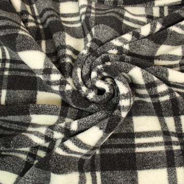 Tissu lainage - à carreaux - écru et gris