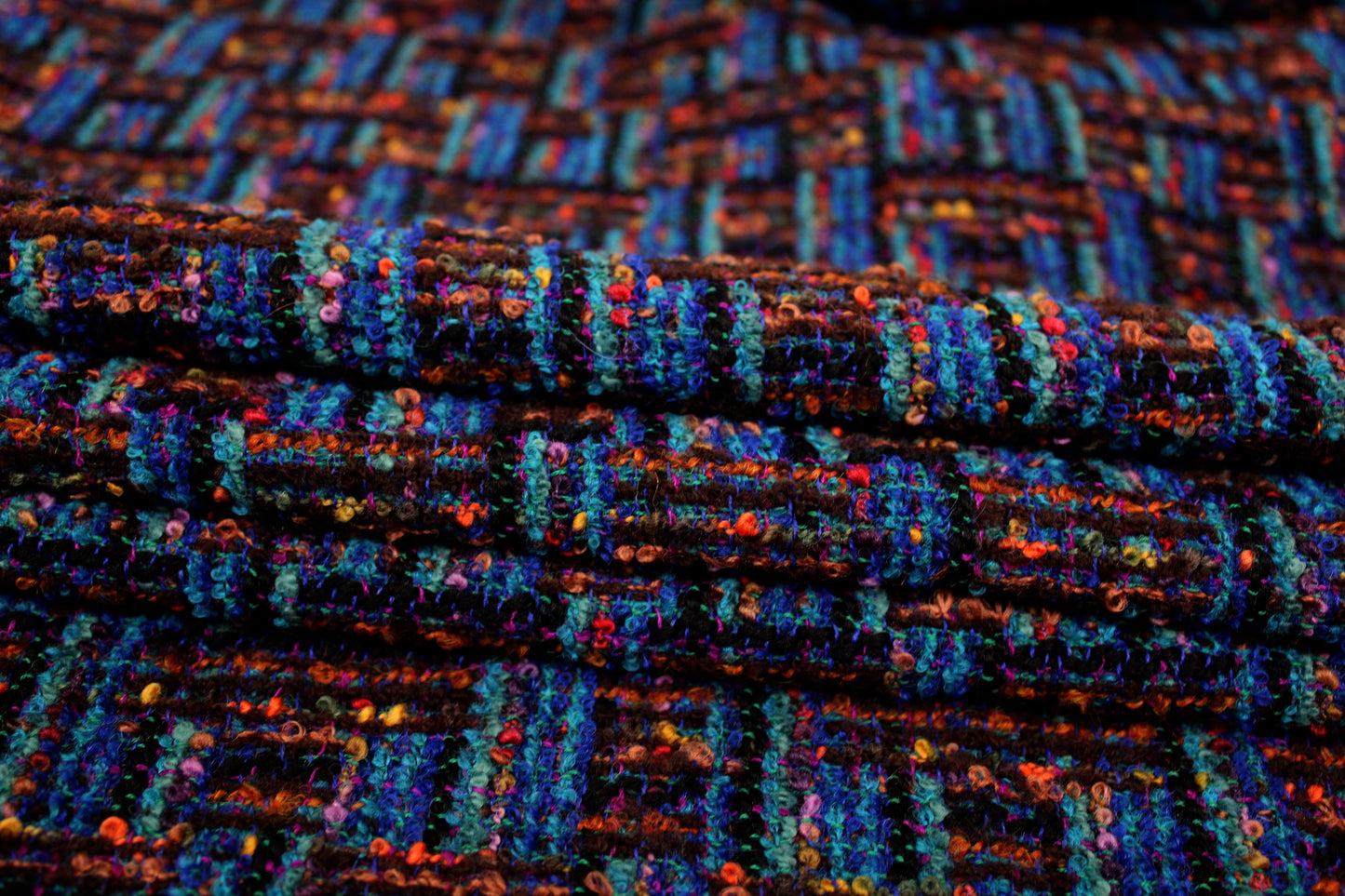 Tissu tweed de laine - ton bleu nuit - photo 2/4 | So Tissus