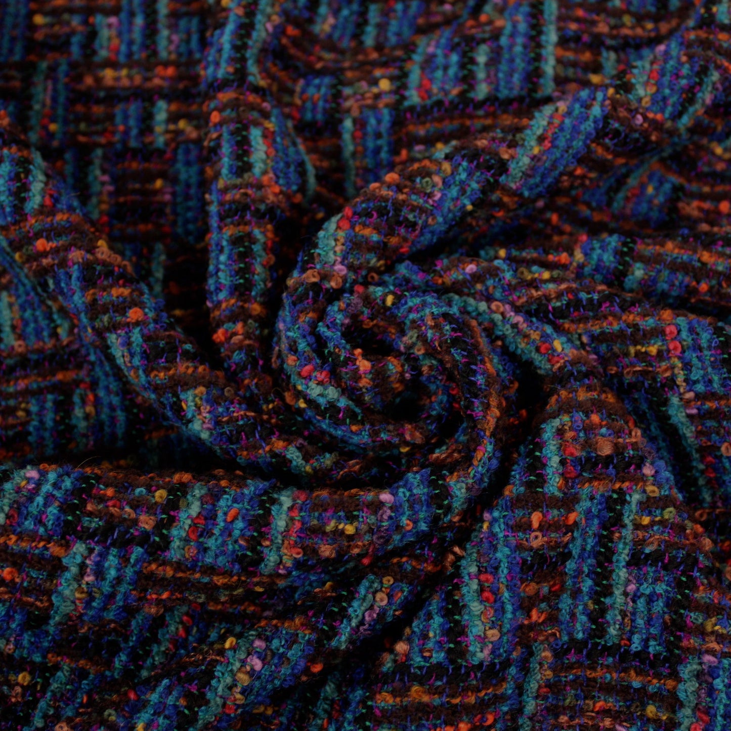 Tissu tweed de laine - ton bleu nuit - photo 1/4 | So Tissus