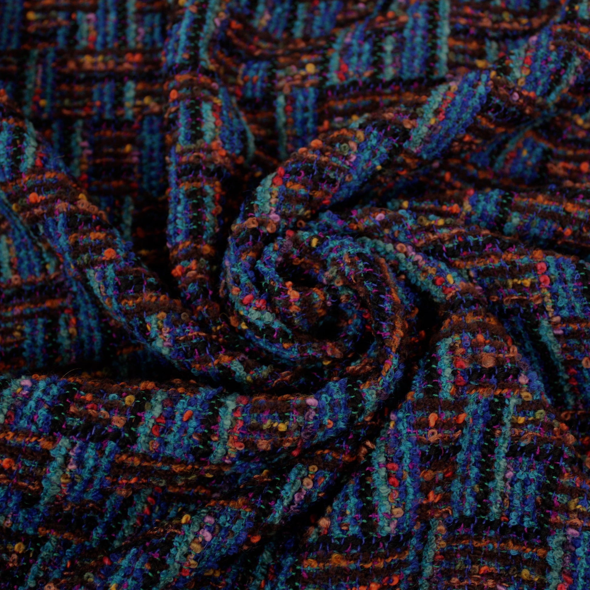 Tissu tweed de laine - ton bleu nuit - photo 1/4 | So Tissus