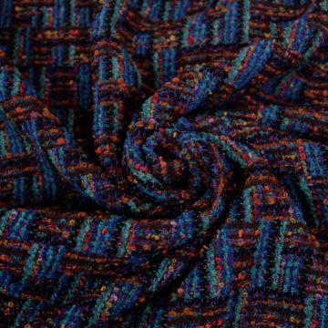 Tissu tweed de laine - ton bleu nuit