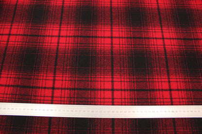 Tissu drap de laine et cachemire - à carreaux - rouge et noir - photo 4/5 | So Tissus