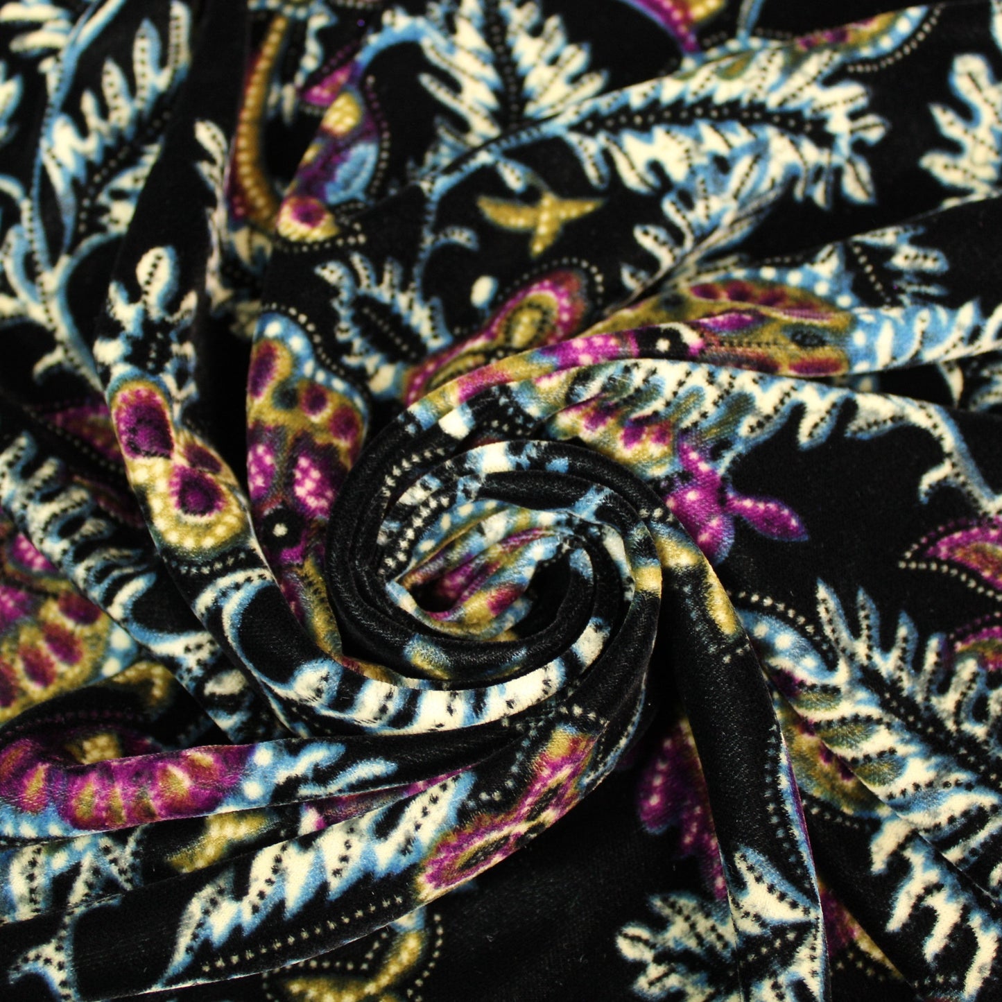 Tissu velours viscose - imprimé fleur cachemire - photo 1/4 | So Tissus