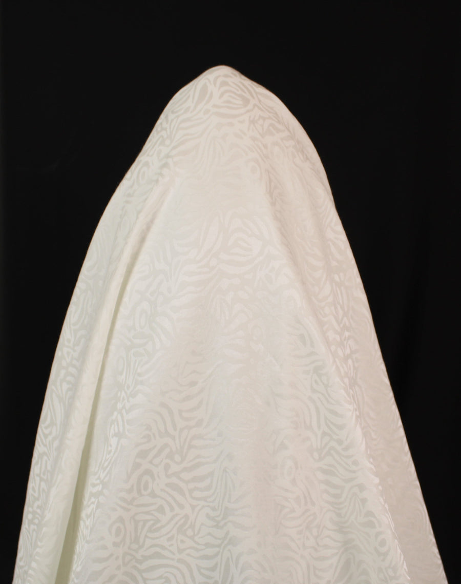 Tissu coton et soie - motif zébré - blanc