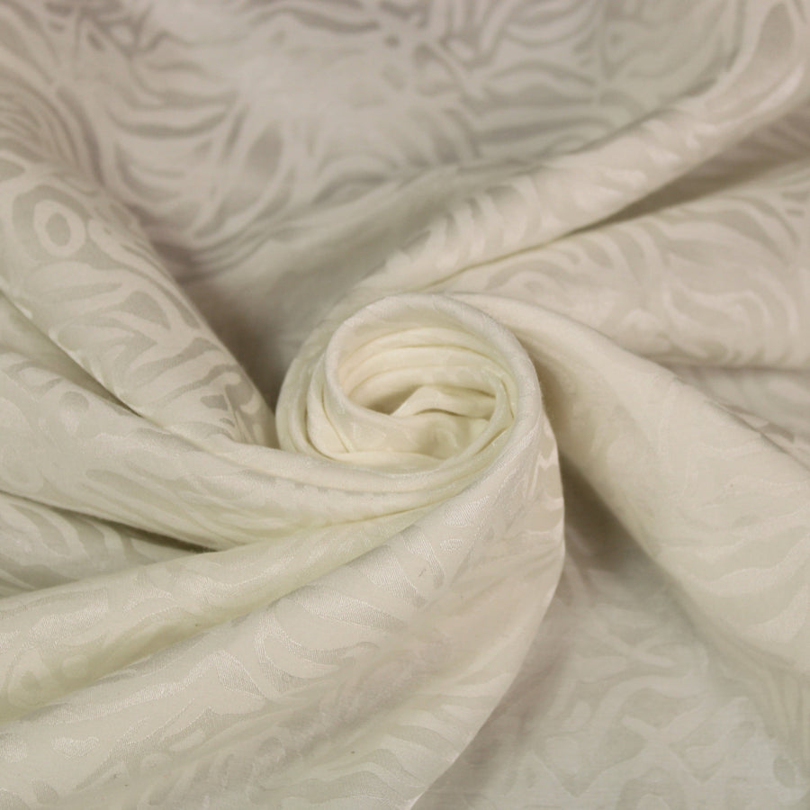 Tissu coton et soie - motif zébré - blanc