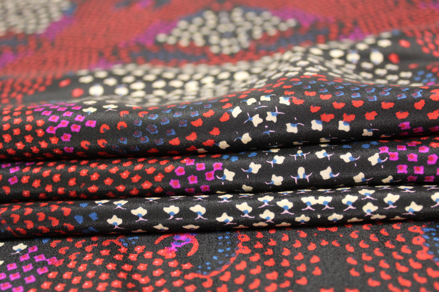 Tissu crêpe de chine 100% soie - imprimé tacheté - multicolore - photo 2/4 | So Tissus