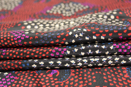 Tissu crêpe de chine 100% soie - imprimé tacheté - multicolore - photo 2/4 | So Tissus
