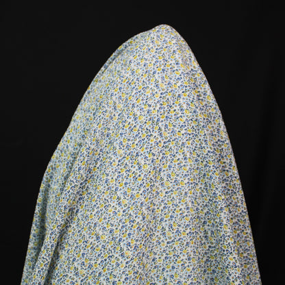 Tissu crêpon de soie - petite fleurs bleues et vertes - photo 3/4 | So Tissus