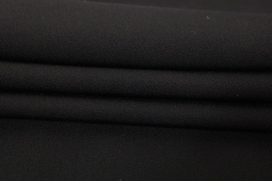 Tissu crêpe de laine stretch - noir