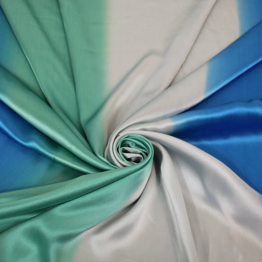 Tissu satin de soie - imprimé dégradé - ton bleu - photo 1/5 | So Tissus