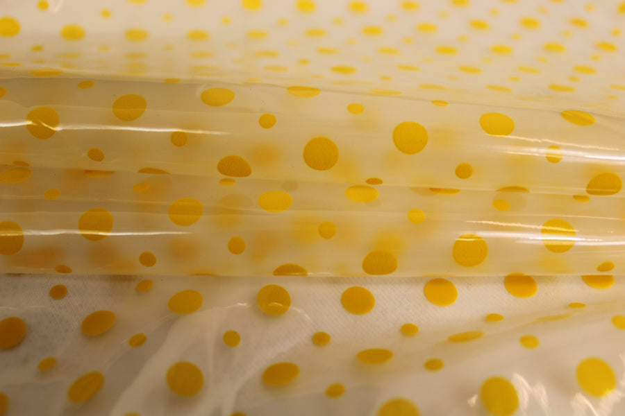Tissu technique imperméable - à pois - transparent et jaune