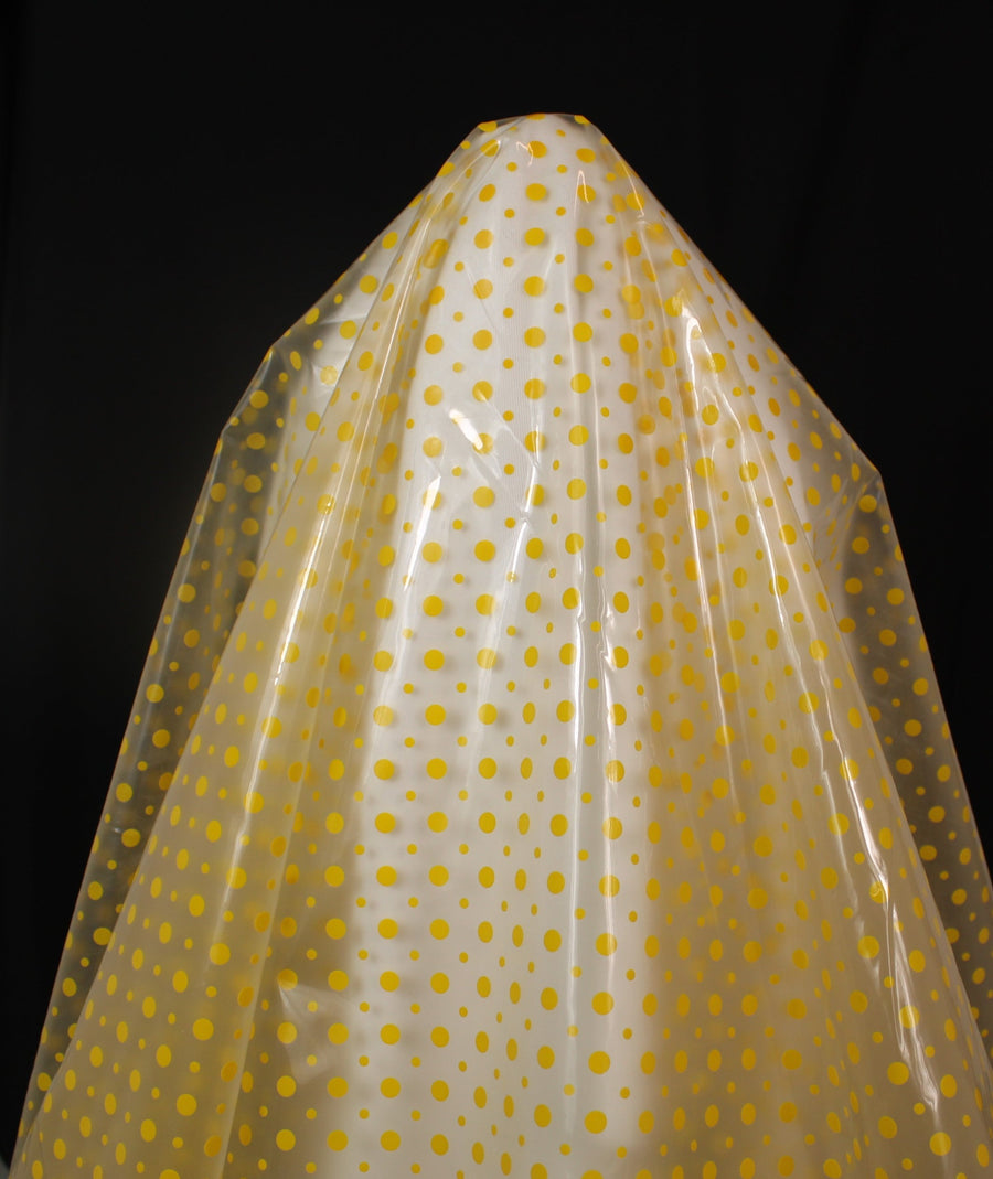 Tissu technique imperméable - à pois - transparent et jaune – So