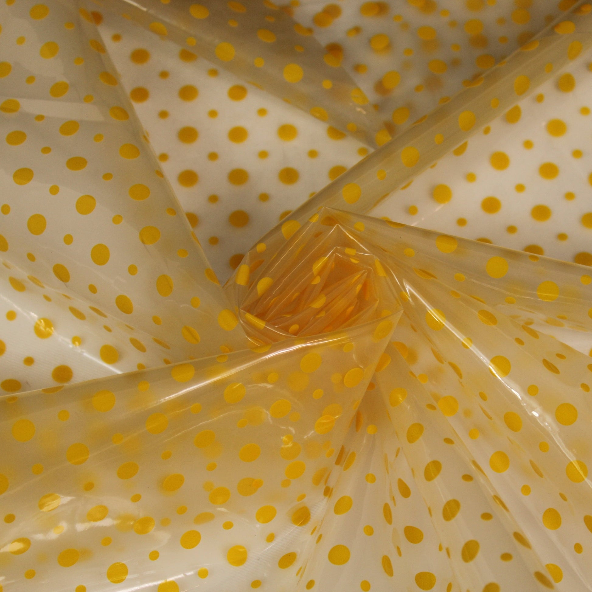 Tissu technique imperméable - à pois - transparent et jaune - photo 1/4 | So Tissus
