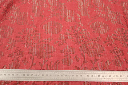 Tissu brocart - imprimé fleur - ton rouge nacarat - photo 4/4 | So Tissus