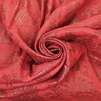 Tissu brocart - imprimé fleur - ton rouge nacarat - photo 1/4 | So Tissus