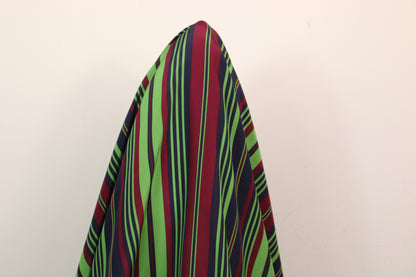 Tissu crêpe de chine 100% soie - à rayures - vert, magenta et bleu marine - photo 3/4 | So Tissus
