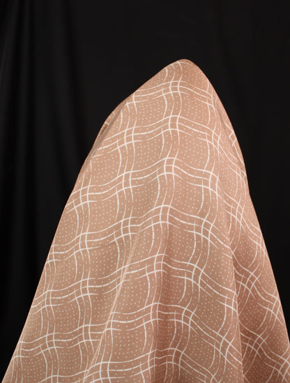 Tissu twill de soie - imprimé à carreaux - nude et blanc - photo 3/4 | So Tissus