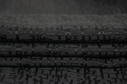 Tissu crêpe coton et soie texturé - noir - photo 2/4 | So Tissus