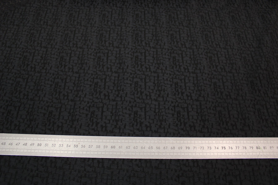 Tissu crêpe coton et soie texturé - noir