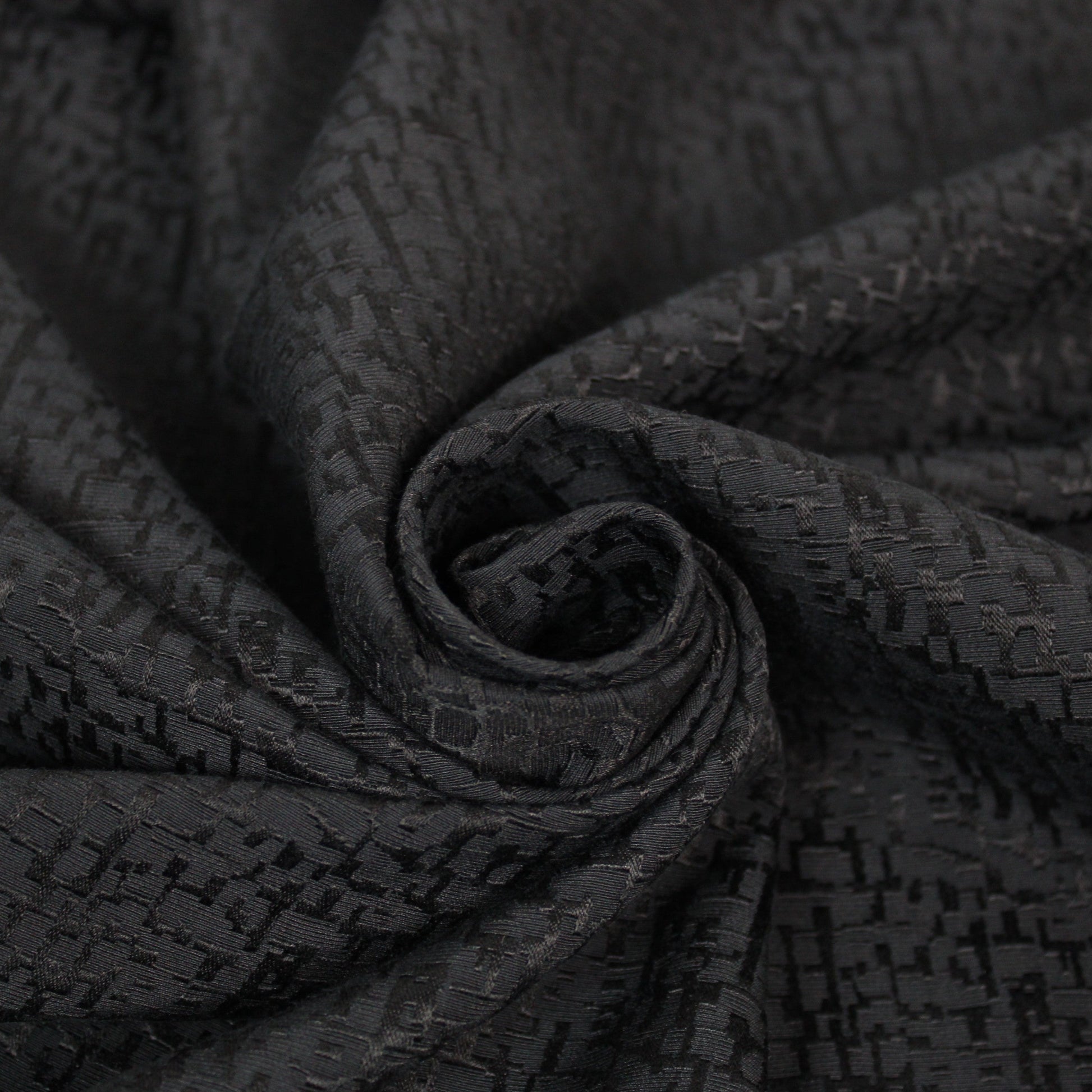 Tissu crêpe coton et soie texturé - noir - photo 1/4 | So Tissus