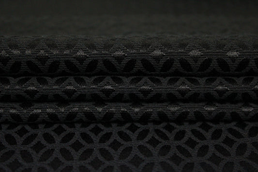 Tissu crêpe coton et soie - motif rosace - noir - photo 2/4 | So Tissus